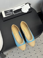 CC 25 Ballet Flat Blue Beige Raffia