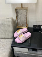 mule sandal 30 pink quilted waxed leather