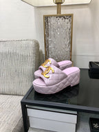 mule sandal 95 pink quilted waxed leather