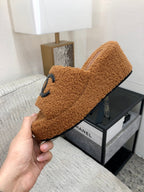 CC Wedge Sandal Brown Yellow Wool
