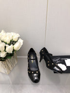 MARY JANE BLACK SUEDE AND LAMBSKIN ATTACH METAL