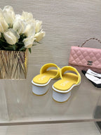 CC 25C Mid Heel Mule Yellow Fabric Material 212958