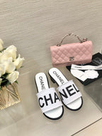 CC 25C Mid Heel Mule White Fabric Material 212959