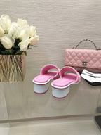 CC 25C Mid Heel Mule Pink Fabric Material 212962