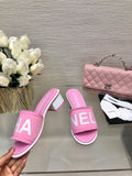 CC 25C Mid Heel Mule Pink Fabric Material 212962