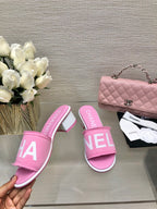 CC 25C Mid Heel Mule Pink Fabric Material 212962