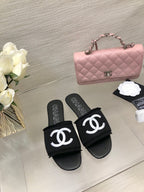 CC 25C Slippers Black Fabric Material 212964