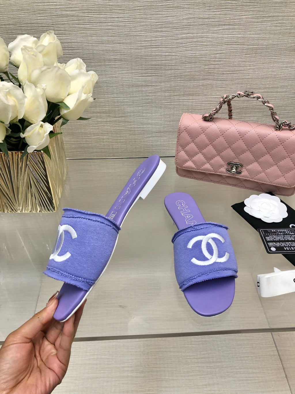 CC 25C Slippers Purple Fabric Material 212966