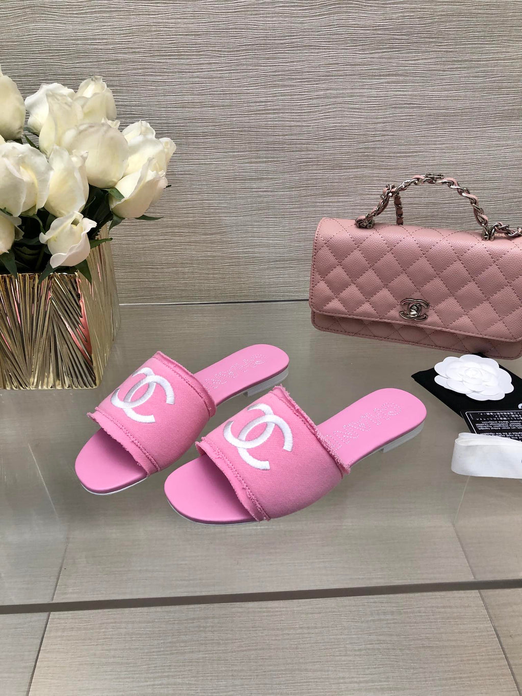 CC 25C Slippers Pink Fabric Material 212967