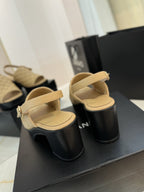 high heel 100 slingback sandal beige black quilted calfskin