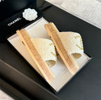 CC 25C Slippers Cream Satin Fabric 212978