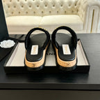 CC 25C Slippers Black Satin Fabric 212979