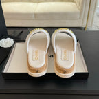 CC 25C Slippers White Satin Fabric 212980