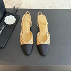 slingbacks 65 beige black calfskin embroidery black grosgrain