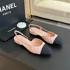 slingbacks flat nude calfskin embroidery