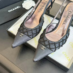 cc slingbacks 65 black satin lambskin