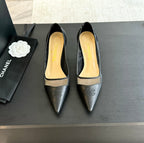 cc pump 65 black transparent fabric lambskin