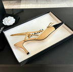 cc slingbacks 65 bow beige lambskin black grosgrain
