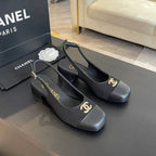 cc slingback 50 black grosgrain calfskin