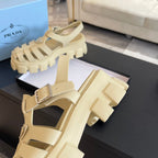 PRA RUBBER MONOLITH SANDALS CREAMY WHITE CALFSKIN