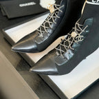 CC Ankle Boots Black Chain Wool And Lambskin