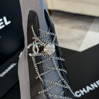 CC Ankle Boots Grey Black Chain Wool And Lambskin