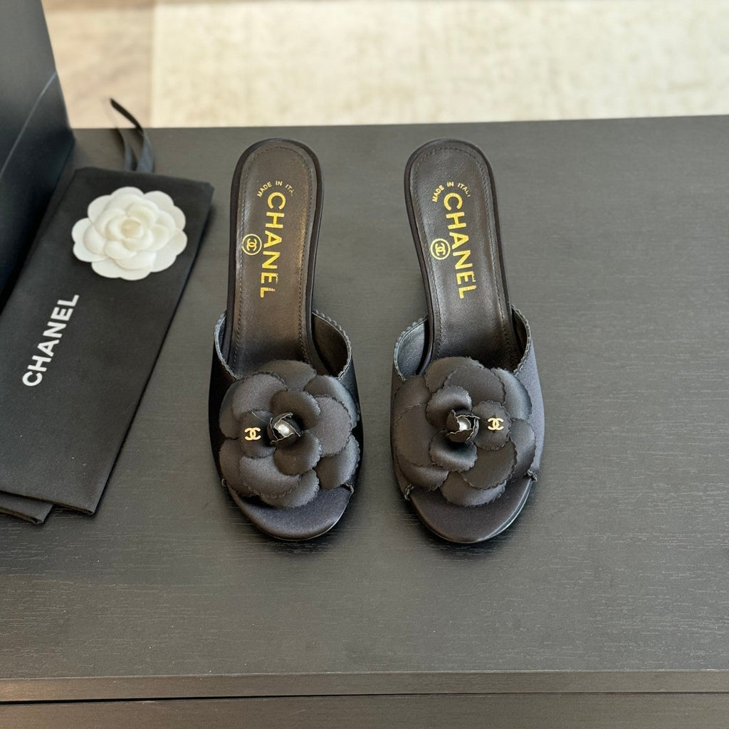 CC Mules 80mm Black Matte Fabric