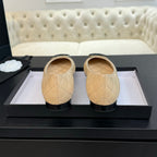 ballet flat beige quilted lambskin large black cc logo