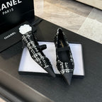 mary jane 35 pointed toe black white tweed sequin