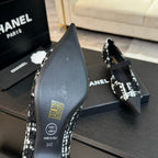 mary jane 35 pointed toe black white tweed sequin