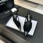 slingbacks 35 pointed patent toe black suede