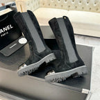 CC Chelsea High Boots Black Suede And Cowhide