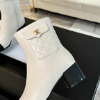 CC Ankle Boots 50mm White Black Lambskin