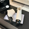 CC Ankle Boots 50mm White Black Quilted Lambskin