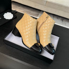 CC Ankle Boots 50mm Beige Black Quilted Lambskin