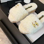 CC Slippers White Fleece Wool
