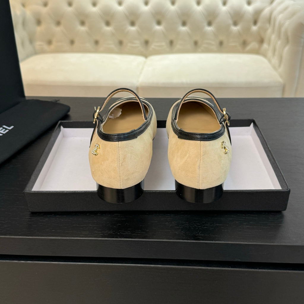 CC Mary Jane Black Beige Suede