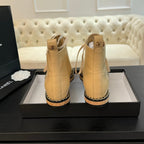 CC Ankle Boots Beige With Chain Calfskin