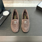 CC Moccasins Gray Brown Suede And Wool