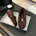 CC Moccasins Earth Brown Suede And Wool