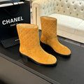 CC Ankle Boots 30mm Dark Yellow Suede Quilted