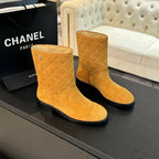 CC Ankle Boots 30mm Dark Yellow Suede Quilted