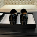 CC Moccasins Glossy Black Cowhide