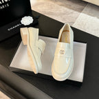 CC Moccasins Glossy White Cowhide