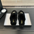 CC Mule Black Suede Lamb Wool