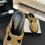 CC 25C Mule Sandal Dried Moss  Imported Cowhide 212945