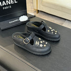CC 25C Mule Sandal Black Imported Cowhide 212946