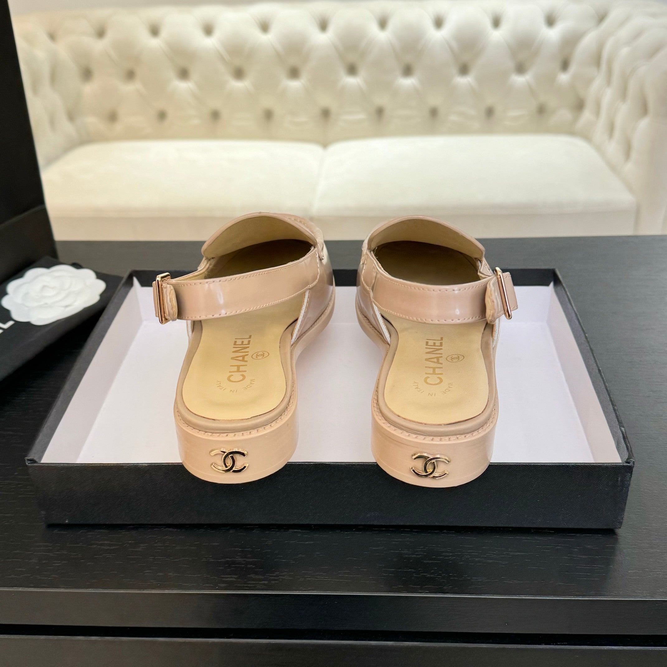CC 25C Slingback Loafer Beige Patent Leather