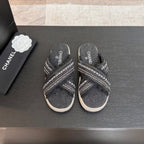 CC 25C Thick-Soled Slipper In Black Denim Space blue Fabric 213231
