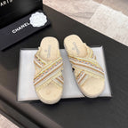 CC 25C Thick-Soled Slipper In Black Denim Navajo White Fabric 213233